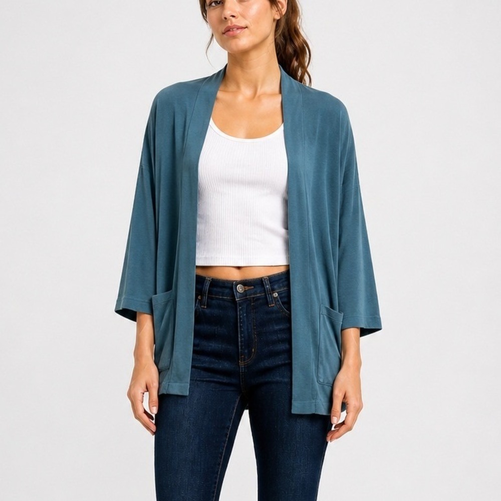 Pact Organic‎ Cotton Airplane Cardigan Sweater Slate Blue Women's Size M / L